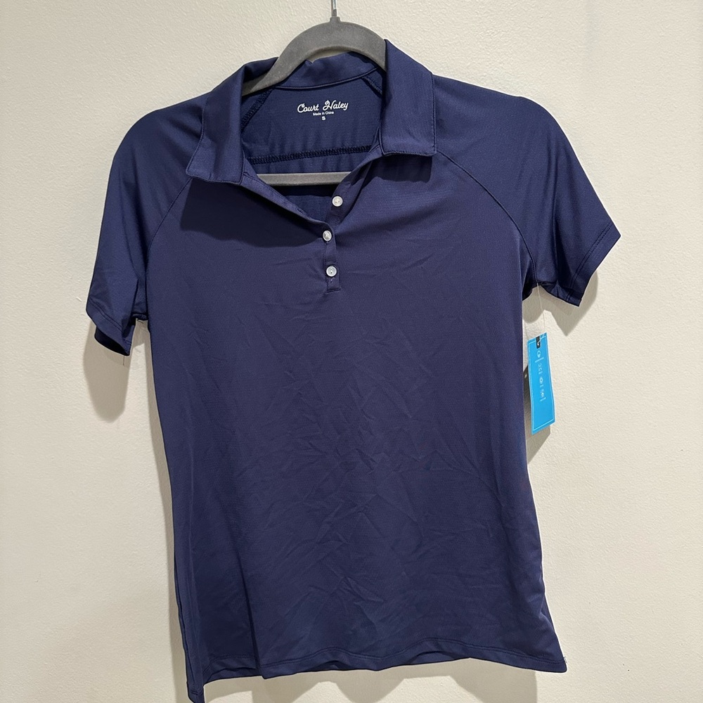 Women’s s dark blue moisture wicking polo